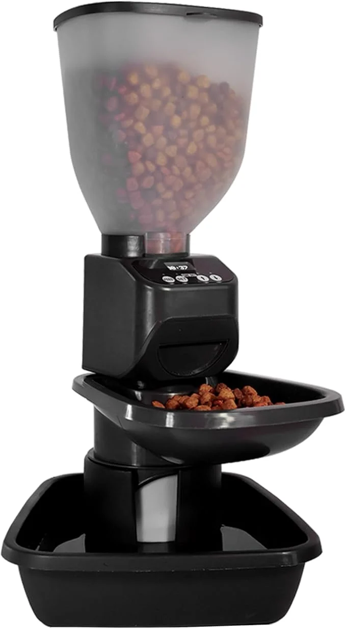 World-Class Feeding Friend® Automatic Dog Cat Food Feeder with Water Dispenser – Smart Pet Feeder with Portion Control OLED Display Anti Jam Design Battery Operated Dispenser for Medium Pets 15-30 – BlackAbout ThisOverview Detailed
