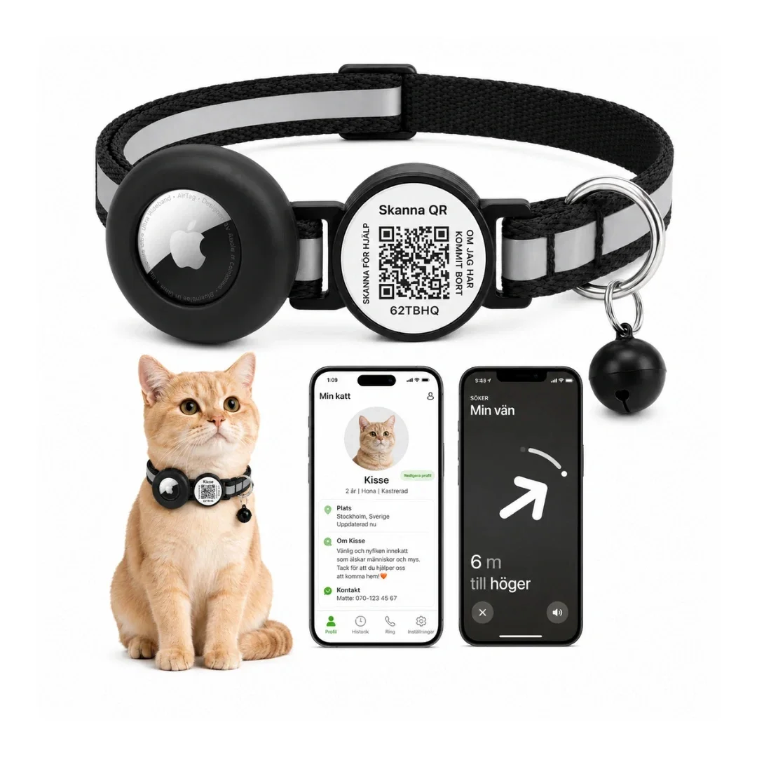 Elite TryggTag Cat Collar with QR ID and AirTag Holder Proven