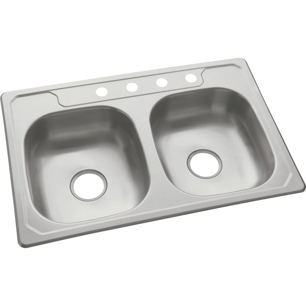 Clean Sterling Middleton Double Bowl 33 In. x 22 In. x 6 In. Deep Stainless Steel Top Mount Kitchen Sink User-Friendly