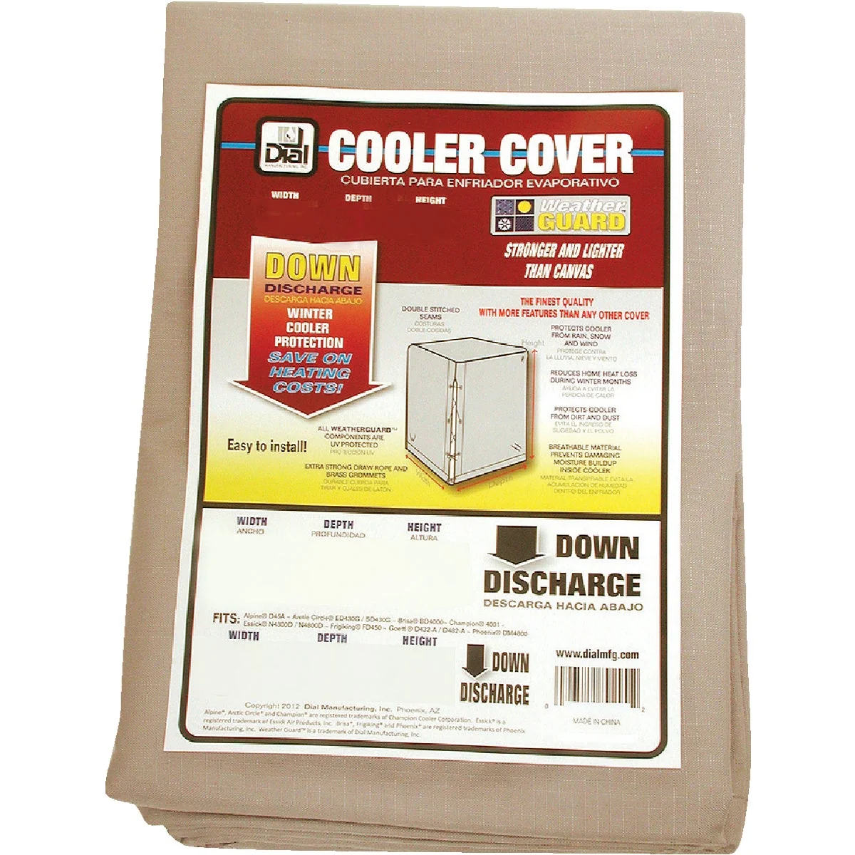 Refined Dial 34 In. W x 34 In. D x 36 In. H Polyester Evaporative Cooler Cover Down Discharge Long-Lasting
