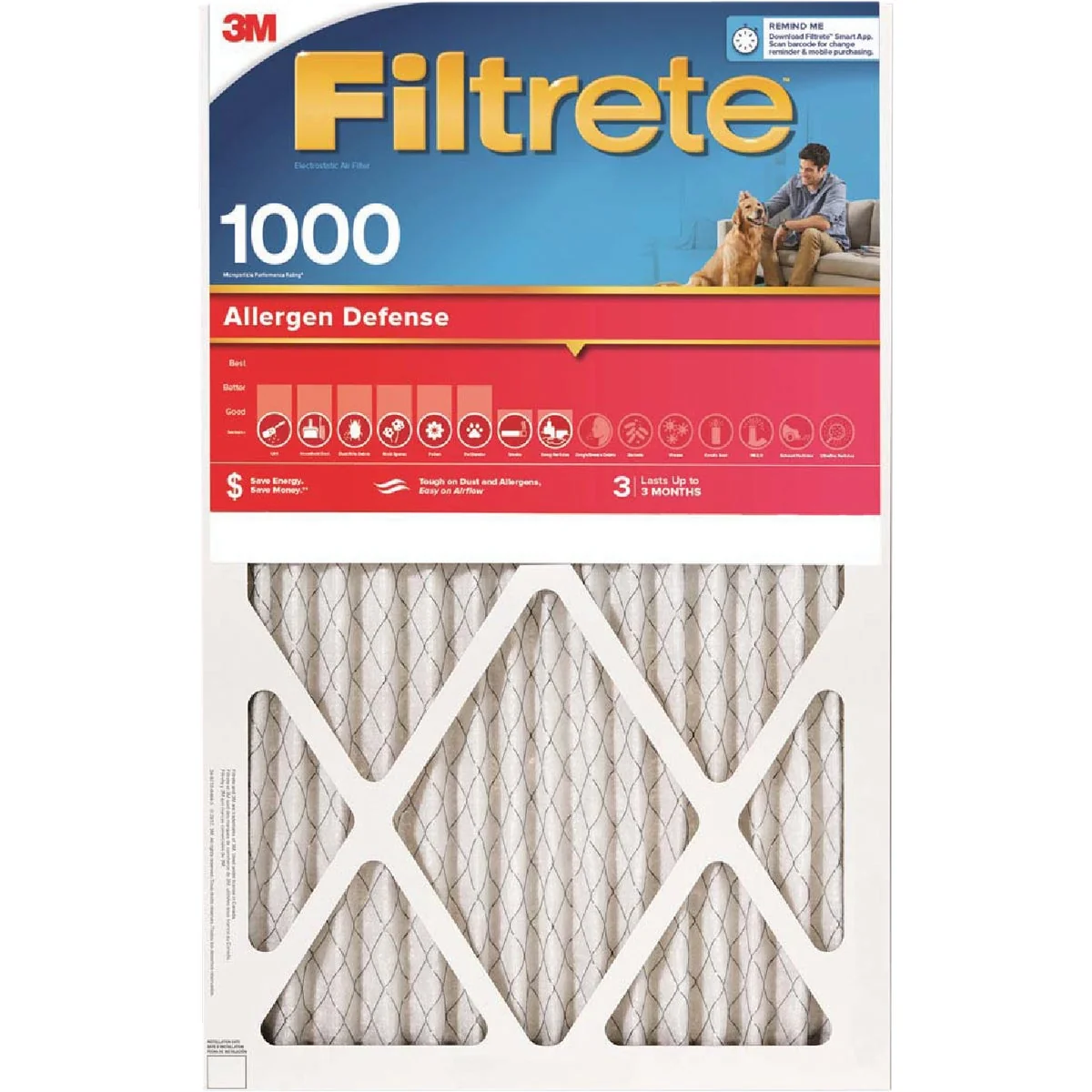 Versatile 3M Filtrete 16 In. x 25 In. x 1 In. Allergen Defense 1000 1085 MPR Furnace Filter Functional