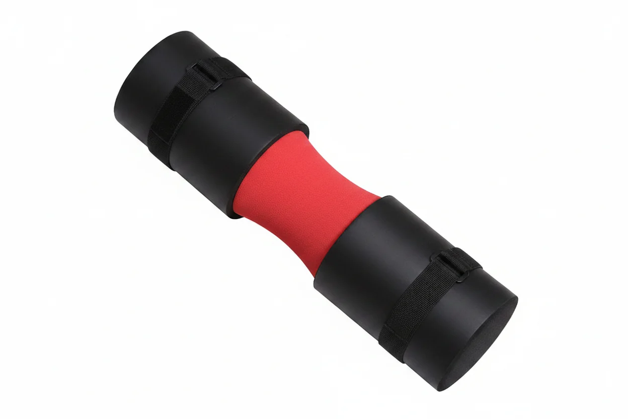 Comfortable Foam Barbell Pad Cover For Squats And Gym Use 45 Cm Length 9 Cm Diameter Red And Black Authentic