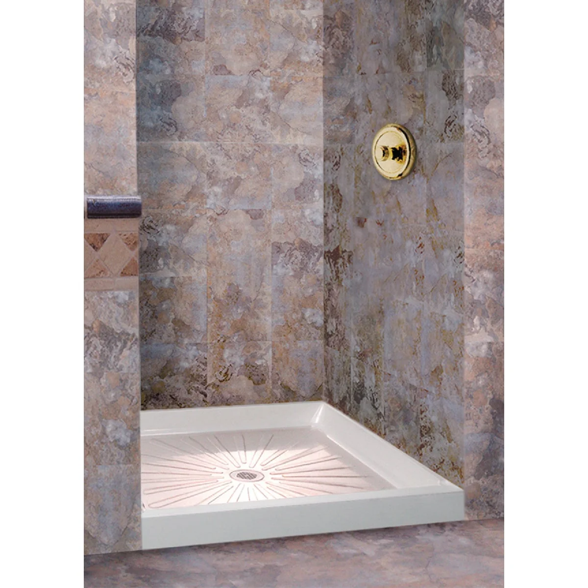 Trendy Mustee Durabase 36 In. W x 36 In. D Center Drain Shower Floor Base in White Premium