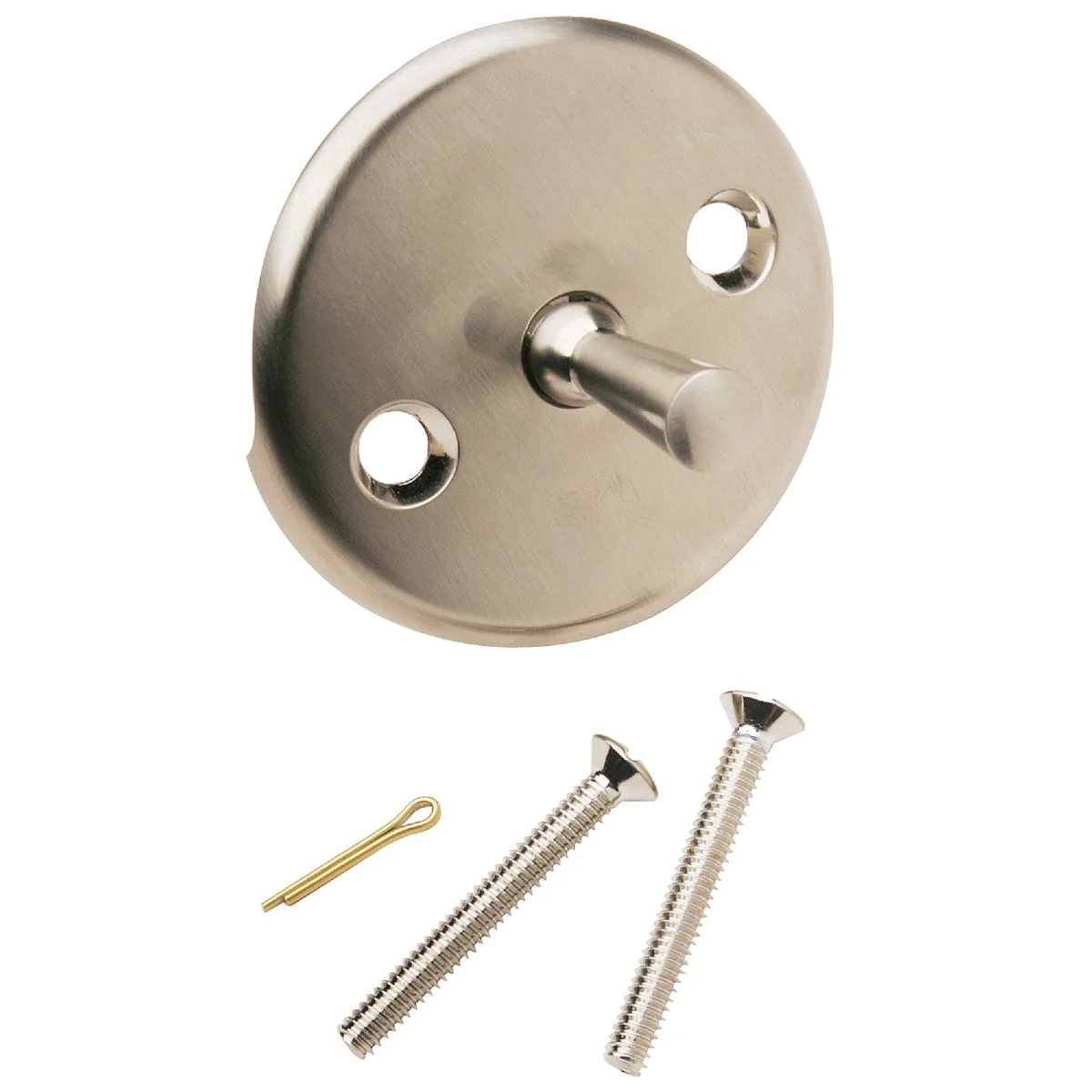 Outstanding Do it Two-Hole Brushed Nickel Bath Drain Face Plate with Trip Lever High-End