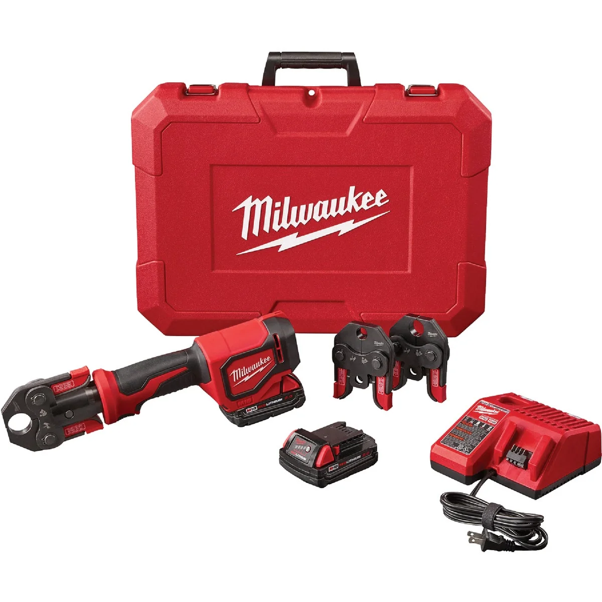 Prestigious Milwaukee M18 18 Volt Lithium-Ion Short Throw Cordless Press Tool Kit w 3 PEX Crimp Jaws Breathable