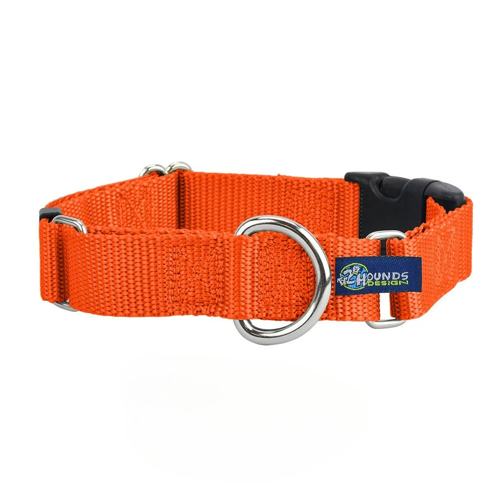 Soft 1″ Rust Nylon Buckle Martingale Dog Collar Long-Lasting