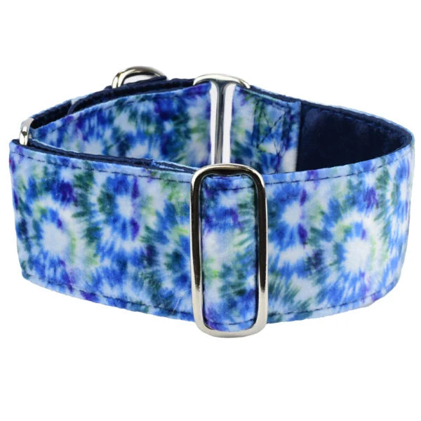 Long-Lasting Navy Tie-Dye Elite Velvet Buckle Martingale Dog Collar Flexible