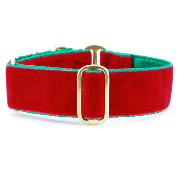 Fine Holiday Velvet – Red Green Martingale Dog Collar Advanced