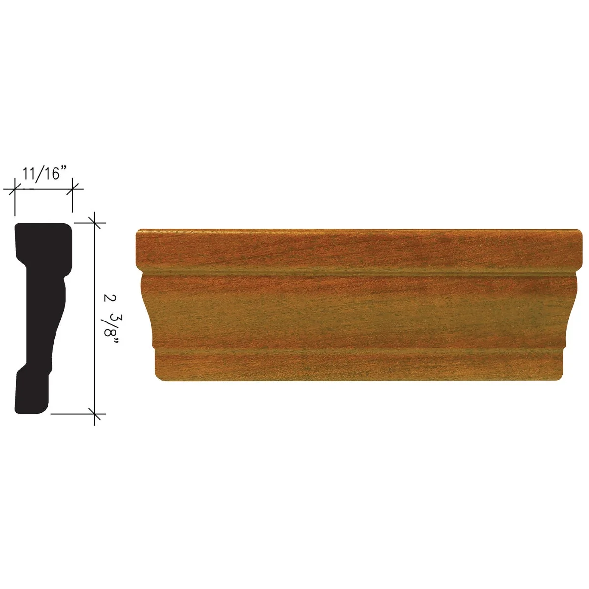 First-Class Inteplast Building Products 11 16 In. W. x 2-3 8 In. H. x 7 Ft. L. Independence Cherry Polystyrene Colonial Casing Contemporary