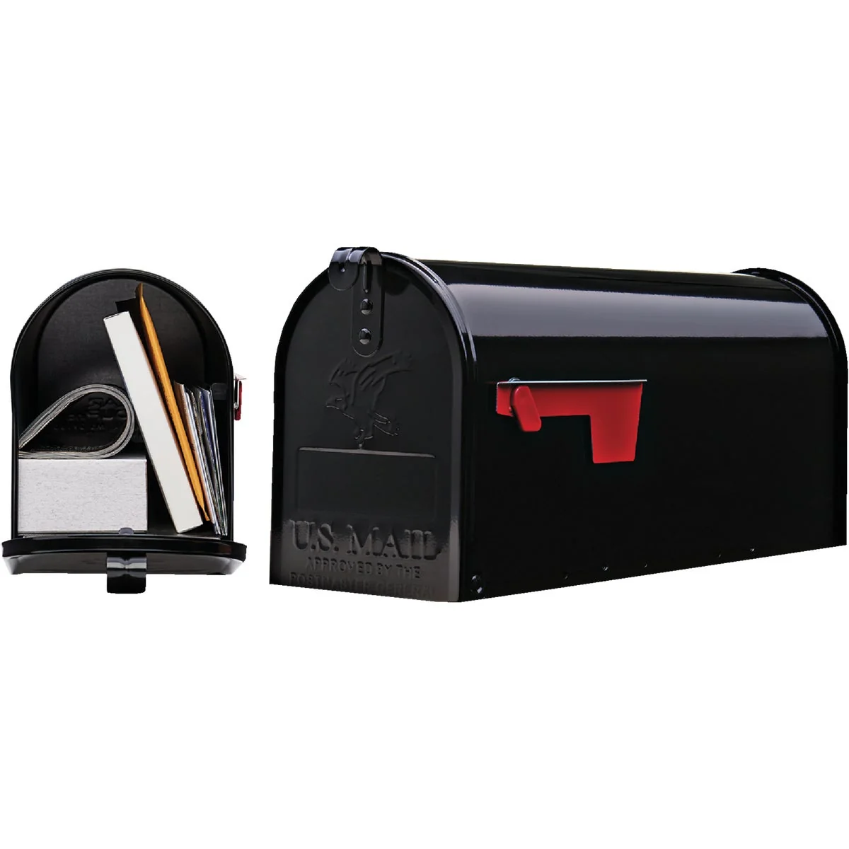 Crafted Gibraltar Elite Series T1 Black Steel Rural Post Mount Mailbox Next-Generation