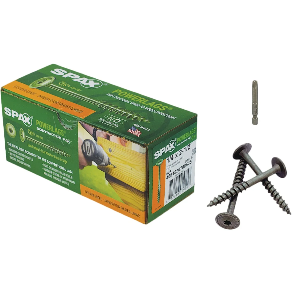 Enhanced Spax PowerLags 1 4 In. x 2-1 2 In. Washer Head Exterior Structure Screw 50 Ct. Elegant