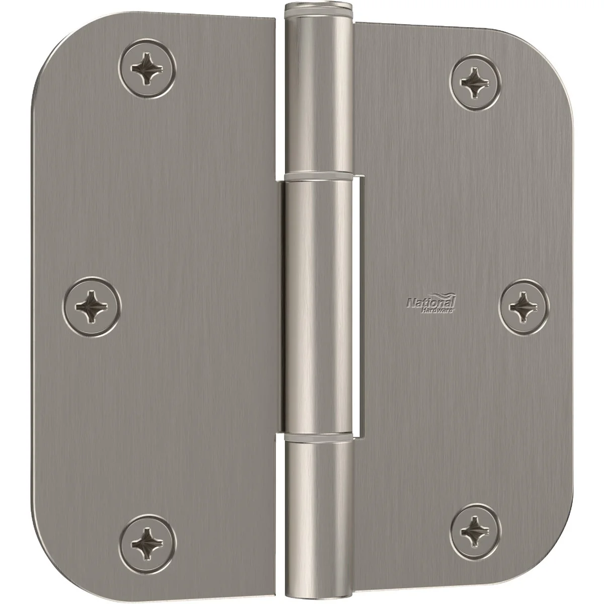 Practical National Hardware Squeak Guard 3-1 2 In. Satin Nickel Hinge with 1 4 In. Radius 3-Count Innovative