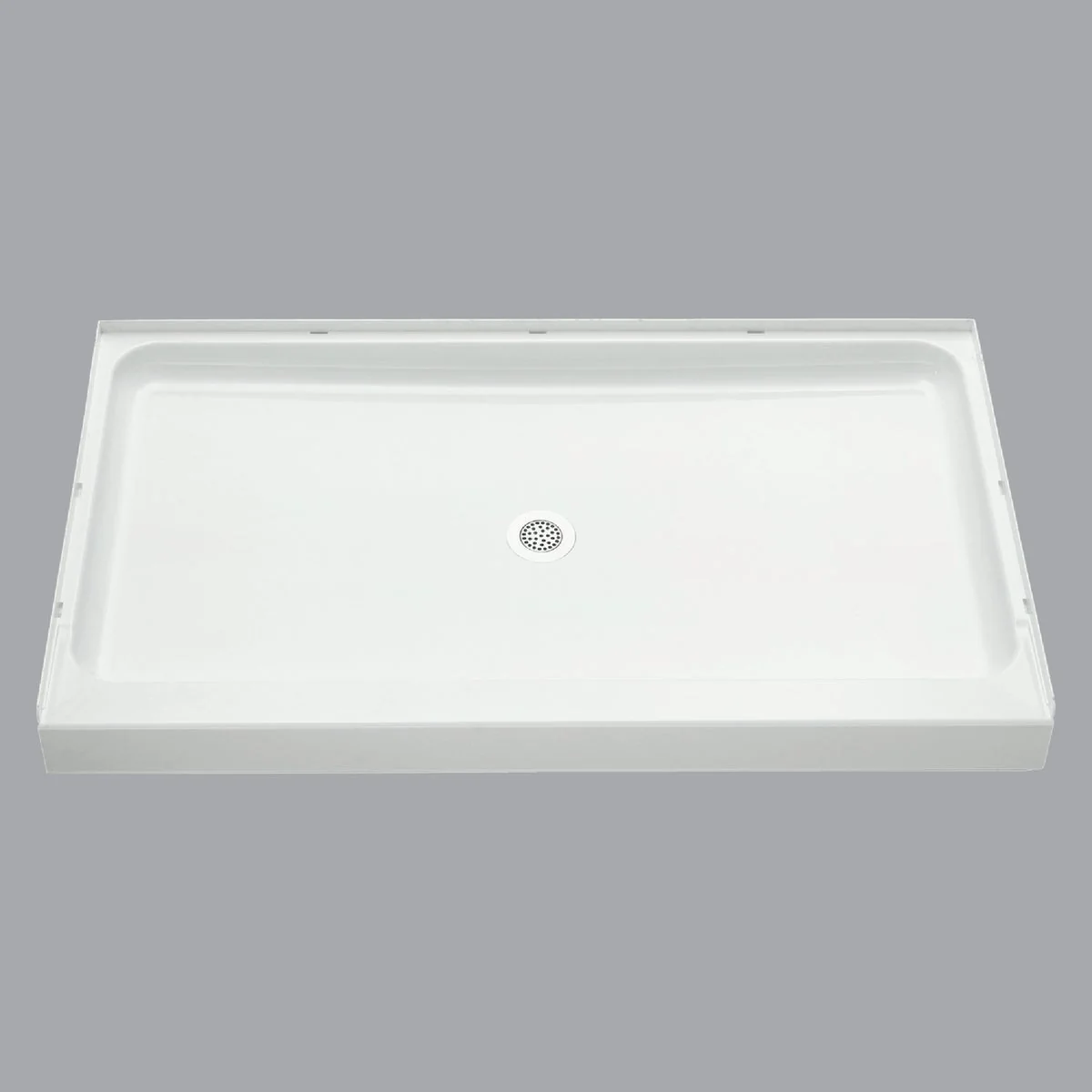 Next-Generation Sterling Ensemble 60 In. W x 34 In. D Center Drain Shower Floor Base in White Premium Material