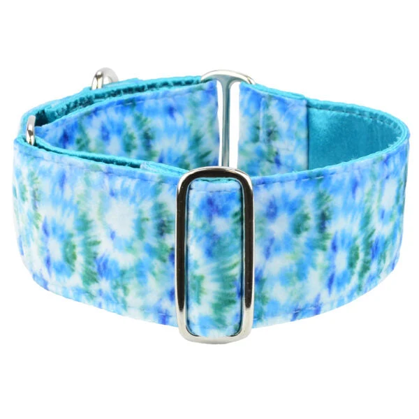 Reliable Teal Tie-Dye Swiss Velvet Martingale Dog Collar Classic