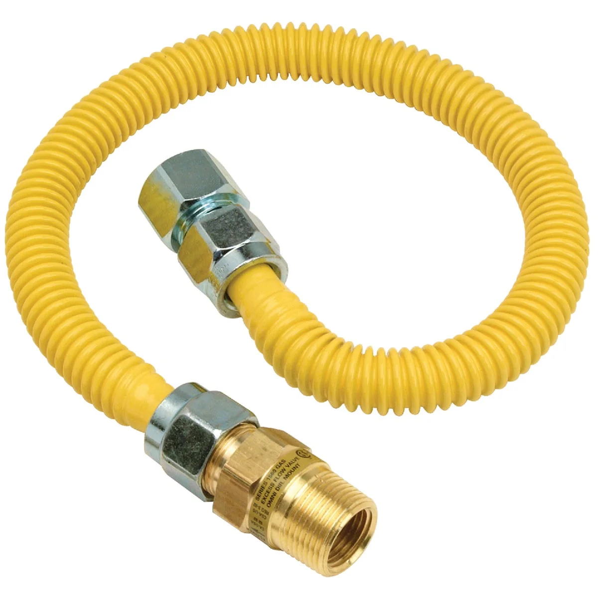 Dormont 5 8 In. OD x 48 In. Coated Stainless Steel Gas Connector 3 4 In. FIP x 1 2 In. MIP SmartSense incl. 1 2 In. FIP x 3 4 In. MIP Bushing Elite