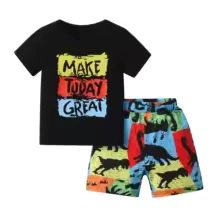 Smooth Toddler Boy Summer Letter Print T-Shirt and Shorts Set Proven