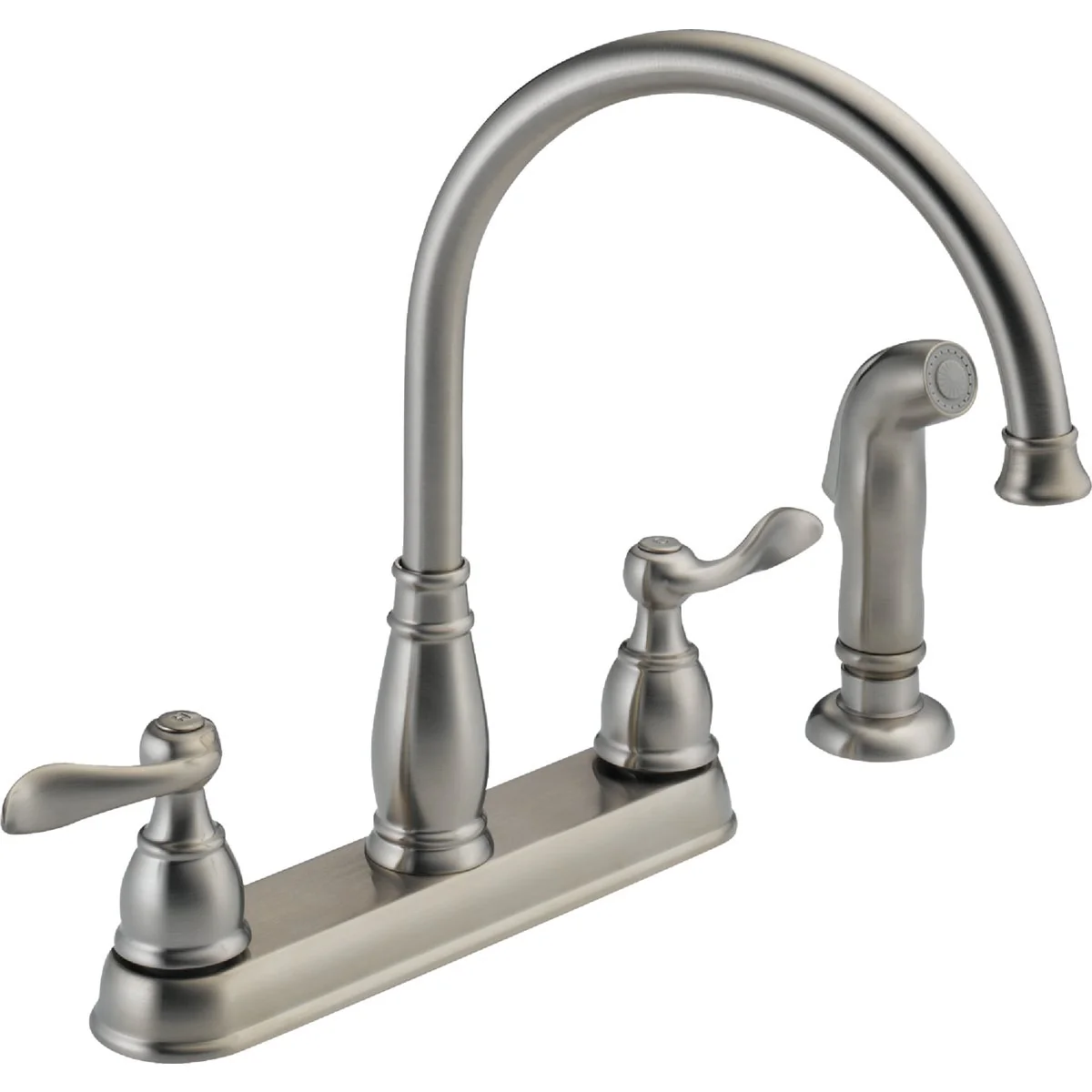 Luxury Delta Windemere Dual Handle Lever Kitchen Faucet with Side Spray Stainless Practical