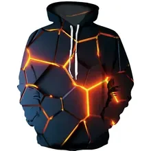 Original Design Unisex Colorful Flame 3D Print Pullover Hoodie Sweatshirt Consistent