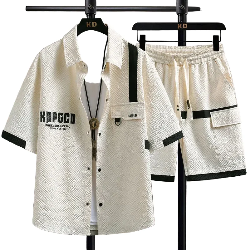Easy-to-Use Men’s Casual Short Sleeve Shirt and Shorts Two Piece Set Dependable
