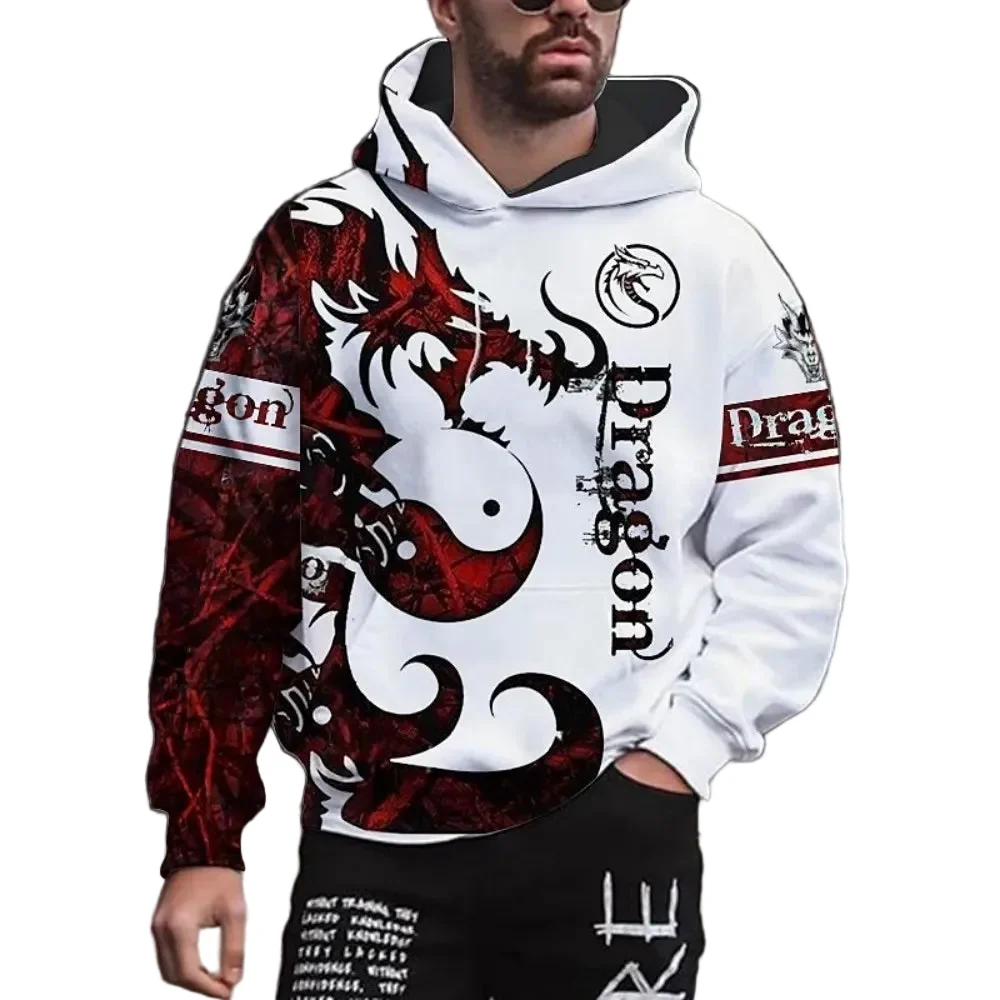First-Class Men’s Casual Animal Print Pullover Hooded Sweatshirt Versatile