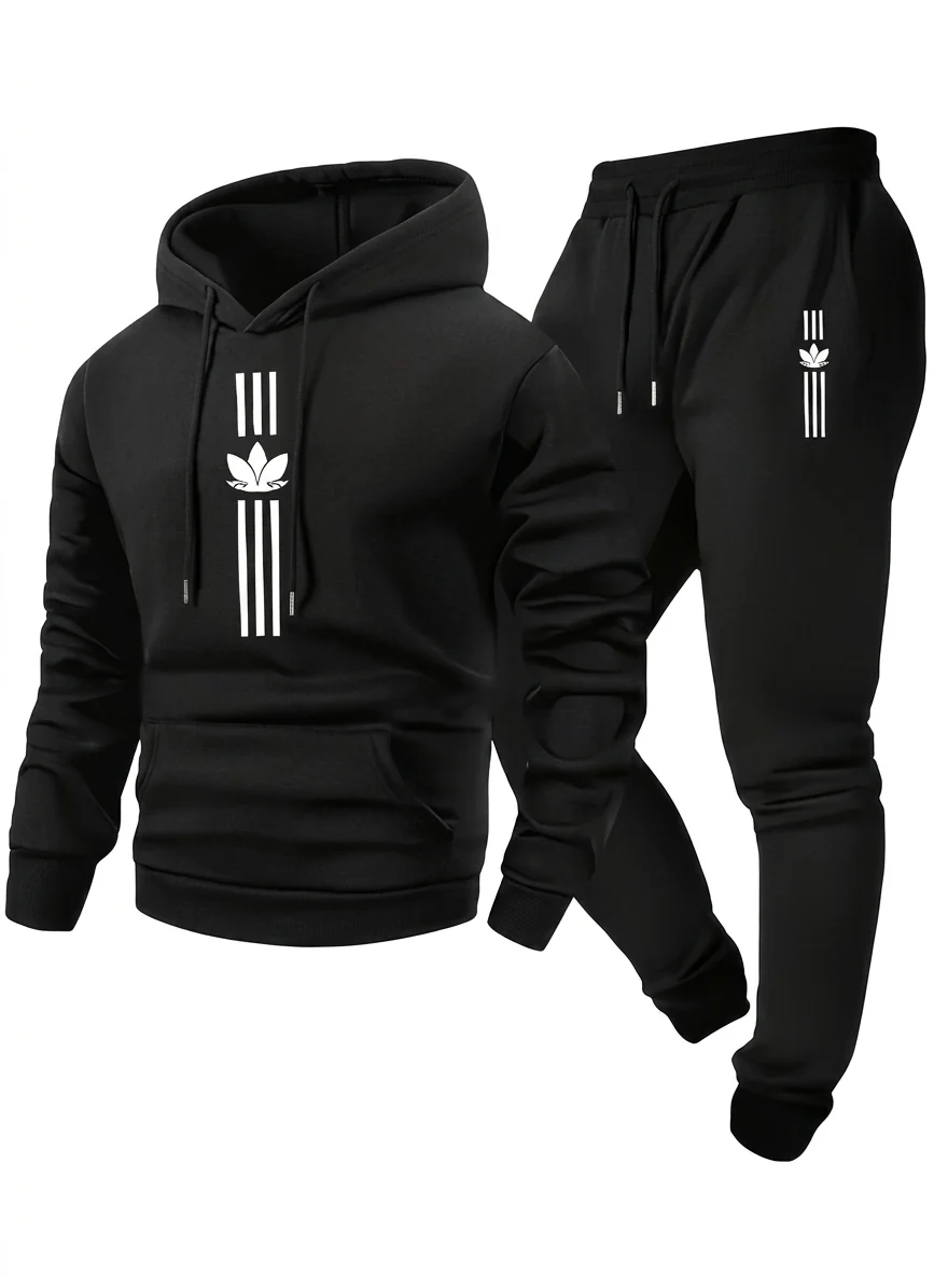 Environmentally Friendly Men’s Casual Hoodie and Sweatpants Two Piece Tracksuit Set Minimalist