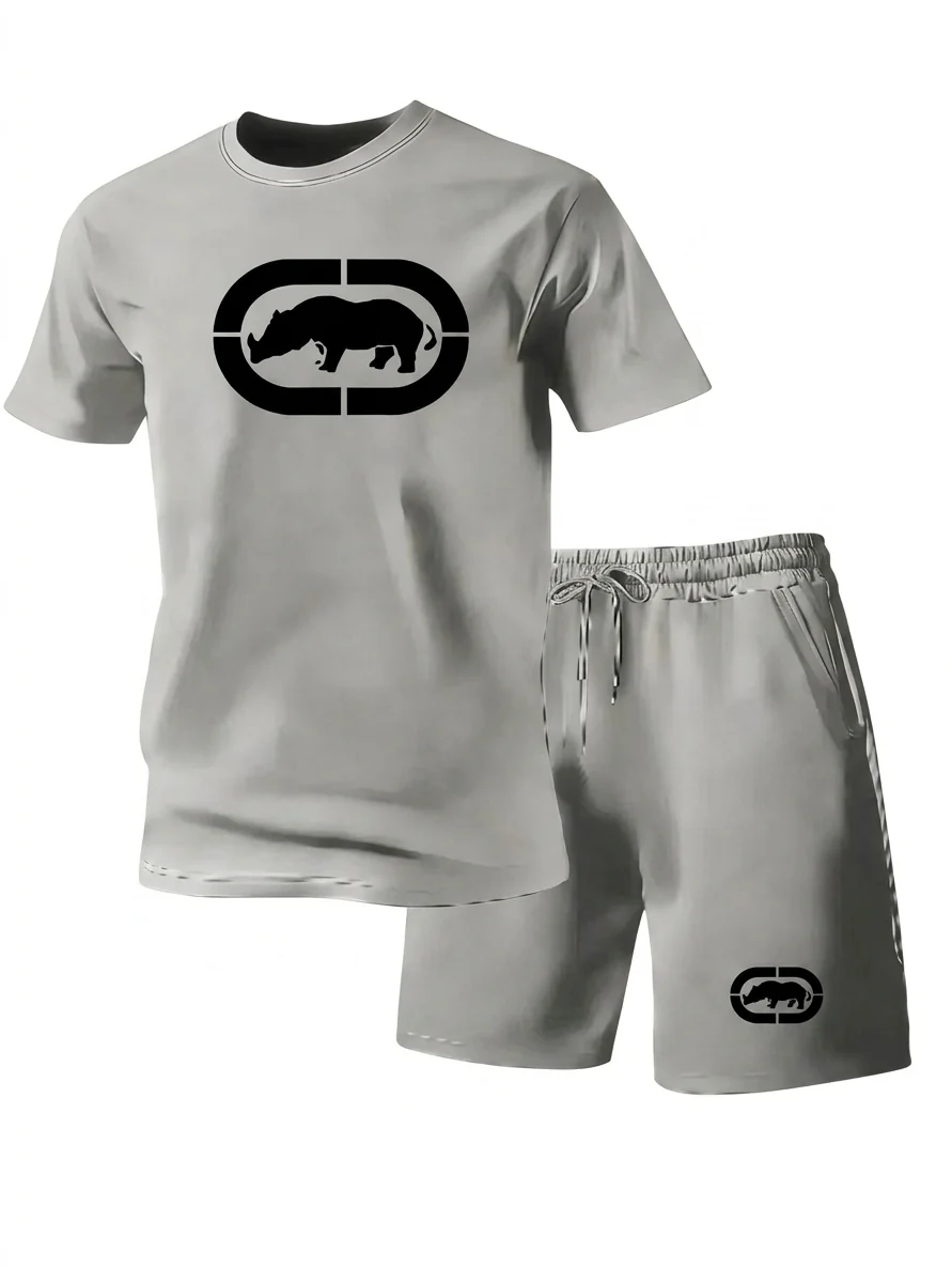 Smart Men’s Casual Solid Round Neck T-Shirt and Shorts Set Elegant