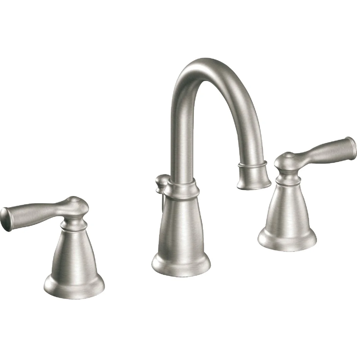 Specialty Moen Banbury Brushed Nickel 2-Handle Lever 8 In. Widspread Hi-Arc Bathroom Faucet with Pop-Up Eco-Friendly