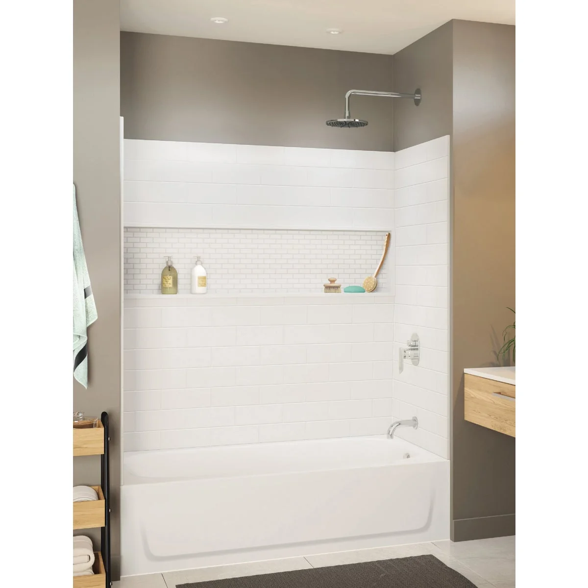 Consistent Bootz NexTile 4-Piece 60 In. L x 30 In. D Tub Wall Kit in White Solid