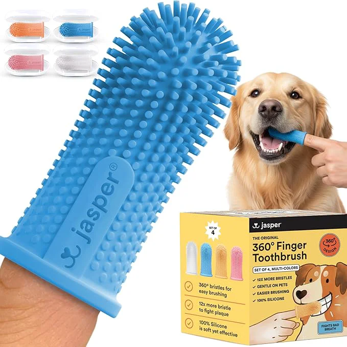 Responsible Jasper Dog Toothbrush 360 Degree Pet Tooth Brushing Kit Cat Toothbrush Canine Dental Care Teeth Cleaning Kit Pet Finger Tooth Brush Use with Dog Toothpaste 4-Pack MulticolorAbout ThisOverview Premium