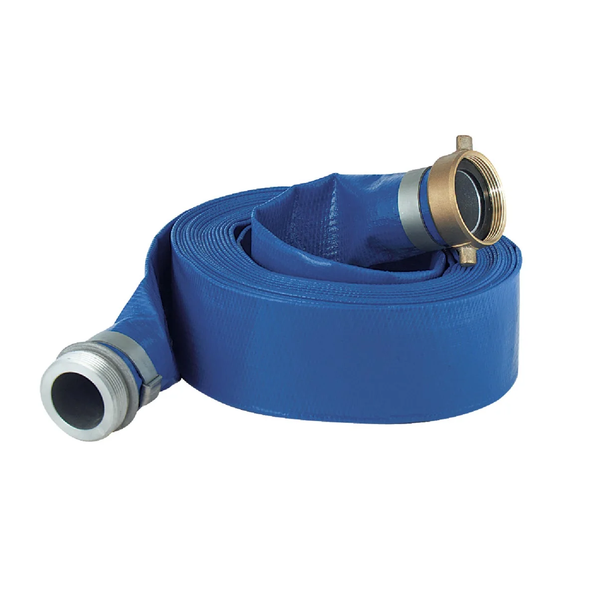 Versatile Apache 2 In. x 25 Ft. Blue Reinforced PVC Lay Flat Discharge Hose with Male Female Connections Traditional