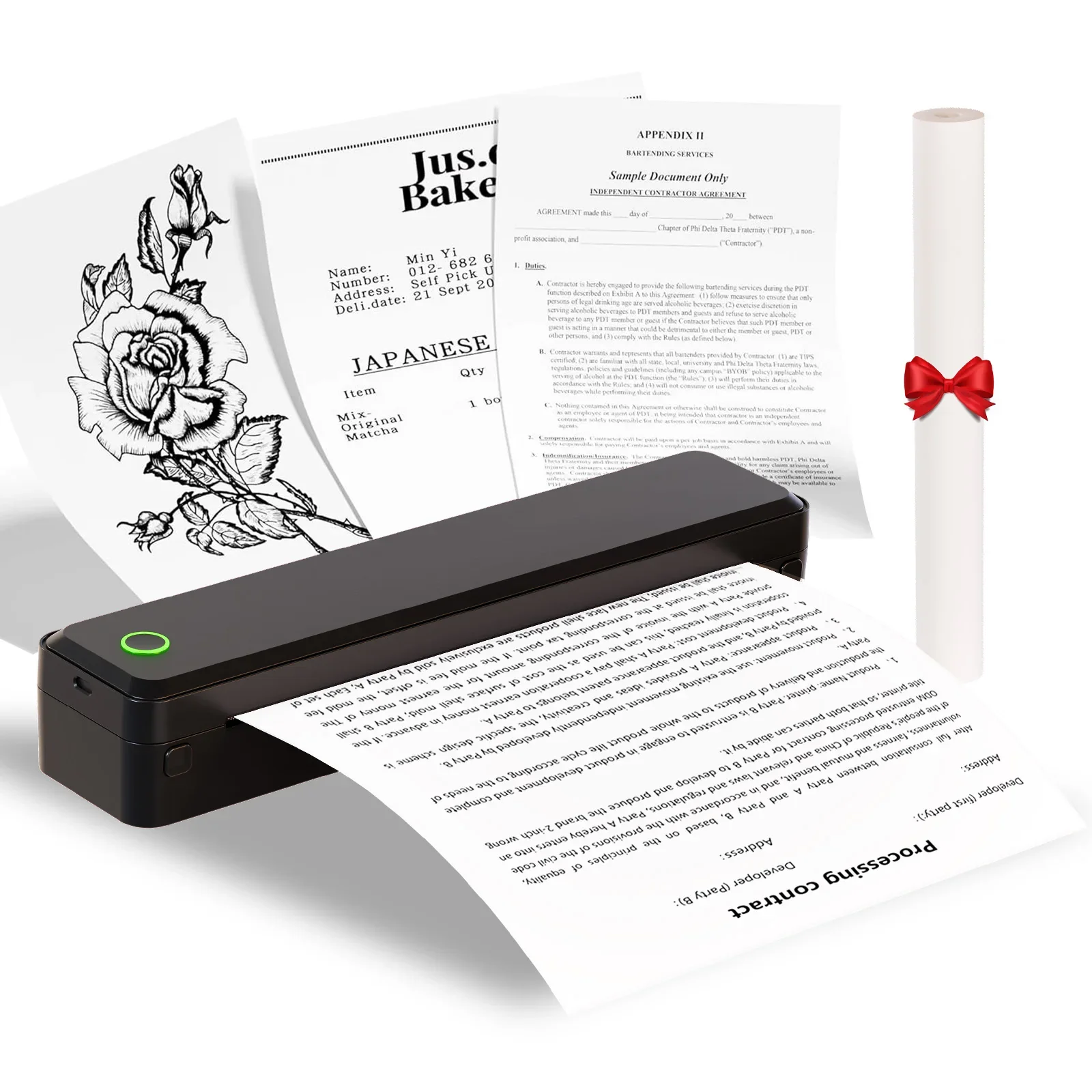 Durable Portable Wireless Bluetooth Inkless Thermal Mobile Printer U8 Fashionable