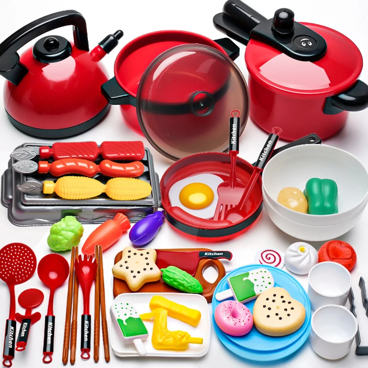 Detailed Kids Chef Pretend Play Cooking Kitchen Utensils Toy Set Environmentally Friendly