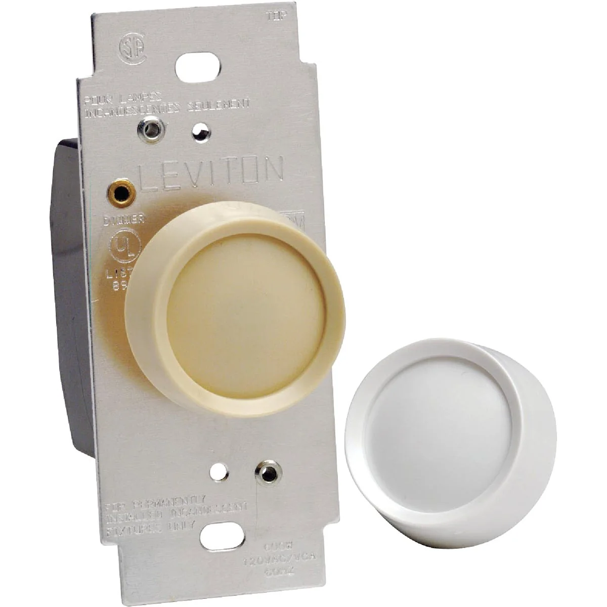 First-Class Leviton White Light Almond Universal Turn On-Off Rotary Dimmer Switch Dependable