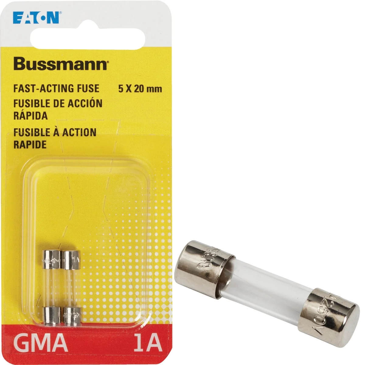 Authentic Bussmann 1A GMA Glass Tube Electronic Fuse 2-Pack Solid