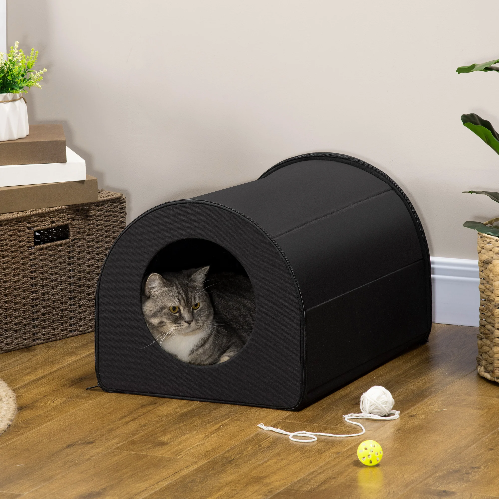 Certified Winter Portable Heated Double Wide Water-Resistant Indoor Outdoor Cat House Pure