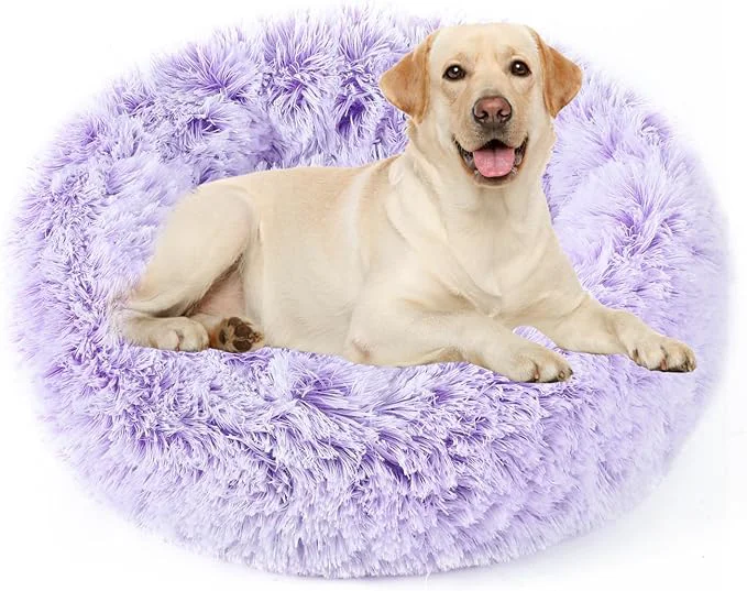 Smooth NOYAL Calming Donut Dog Bed for Small to Medium Dogs Cats – Plush Faux Fur Anti-Anxiety Pet Bed with Machine Washable Cover Non-Slip BaseAbout ThisOverview Outstanding