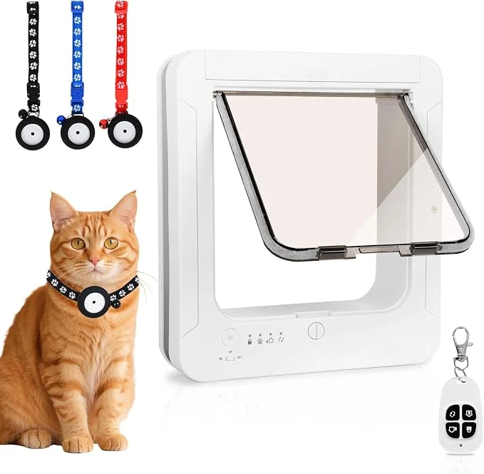 Functional Smart Cat Door for Interior Exterior Flap Opening is 7.67 by 7” RFID Cat User-Friendly