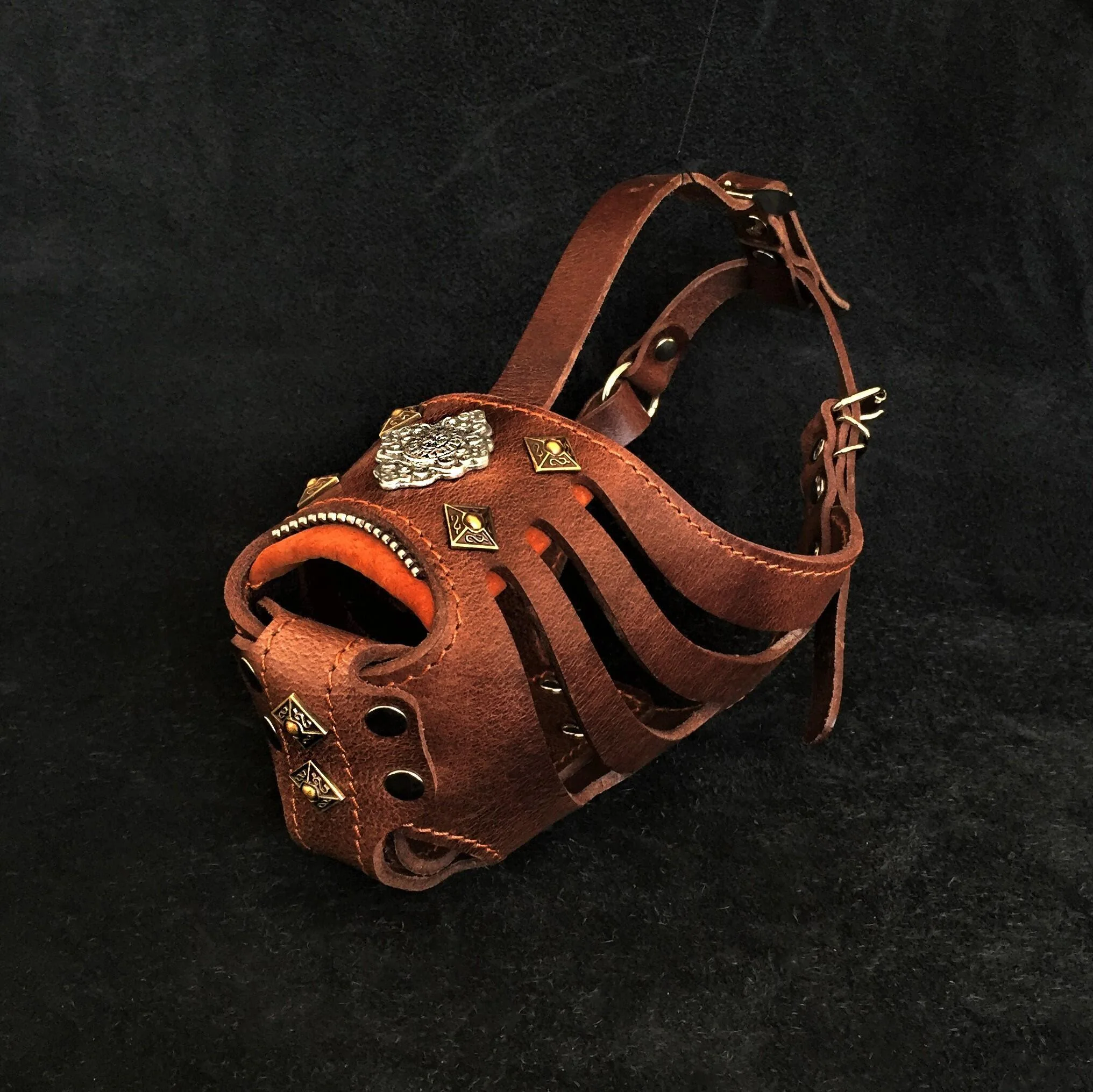 Traditional ”Aztec” Dark Brown Basket Muzzle Unique
