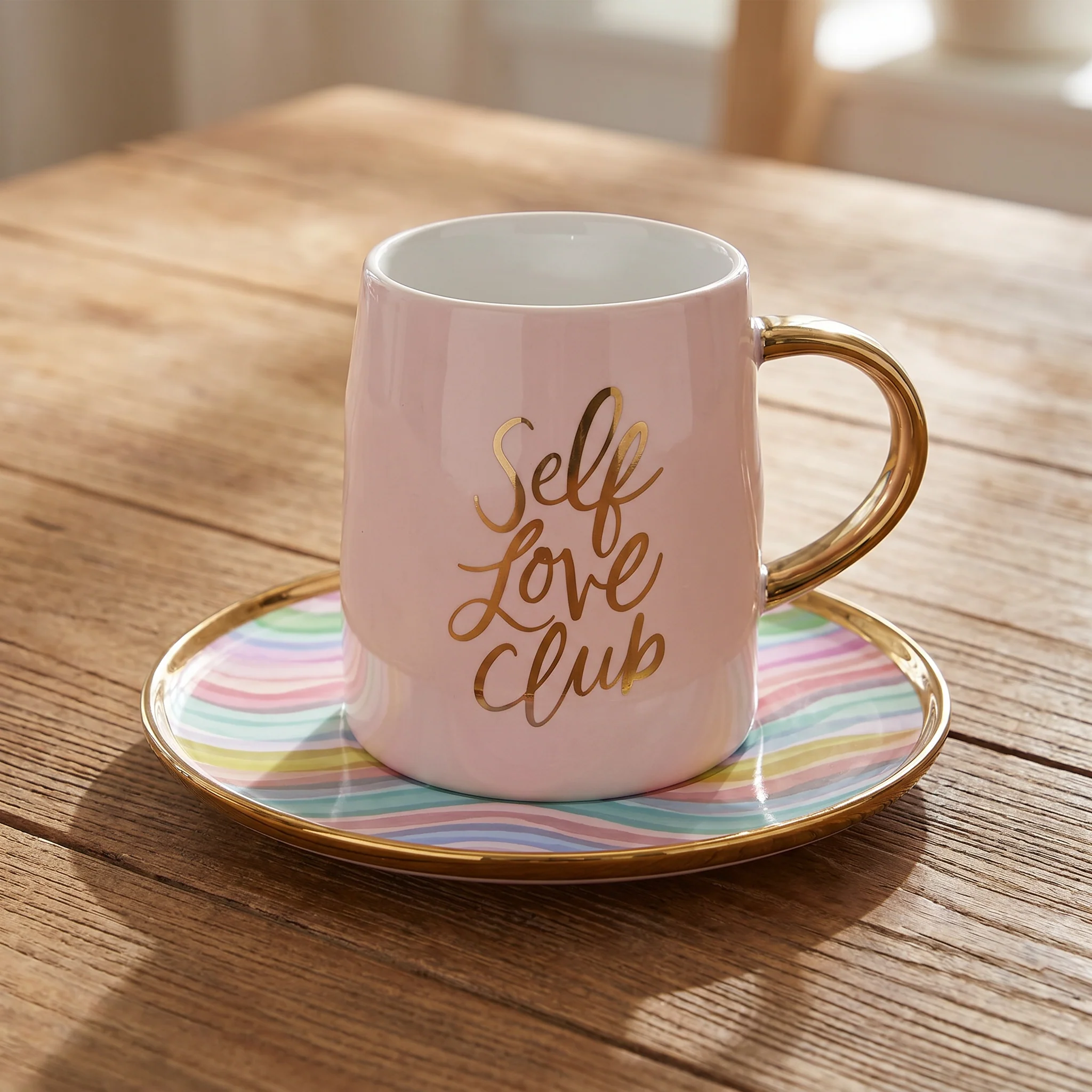 Traditional Self Love Club Artisanal Mug and Saucer Set Safe