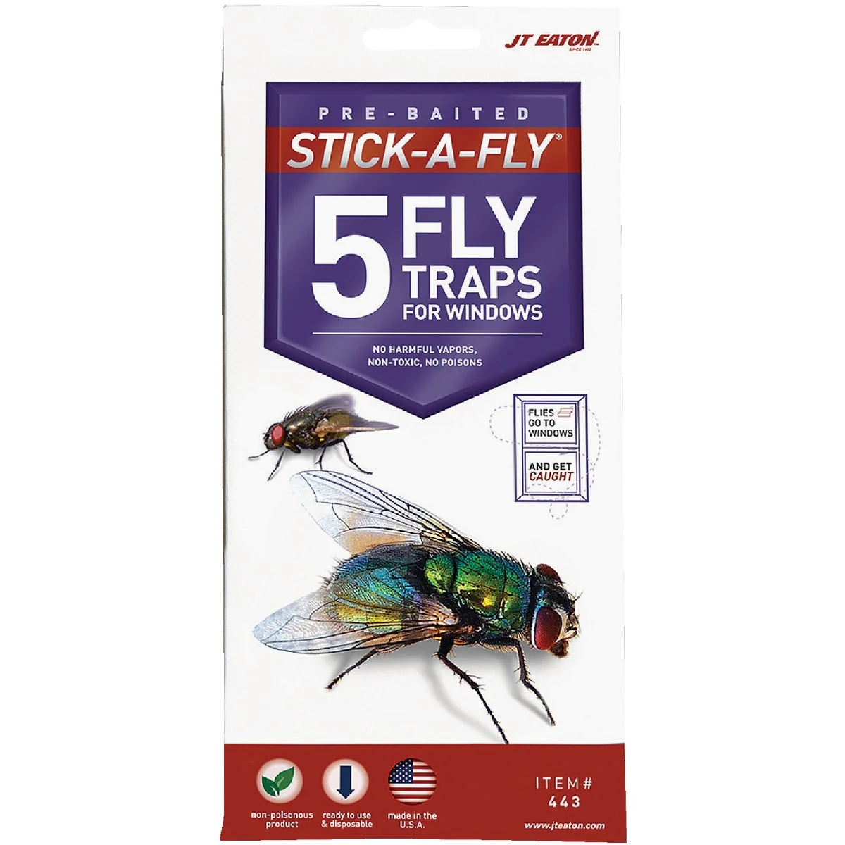 Convenient JT Eaton Stick-A-Fly Disposable Indoor Fly Trap 5-Pack Powerful