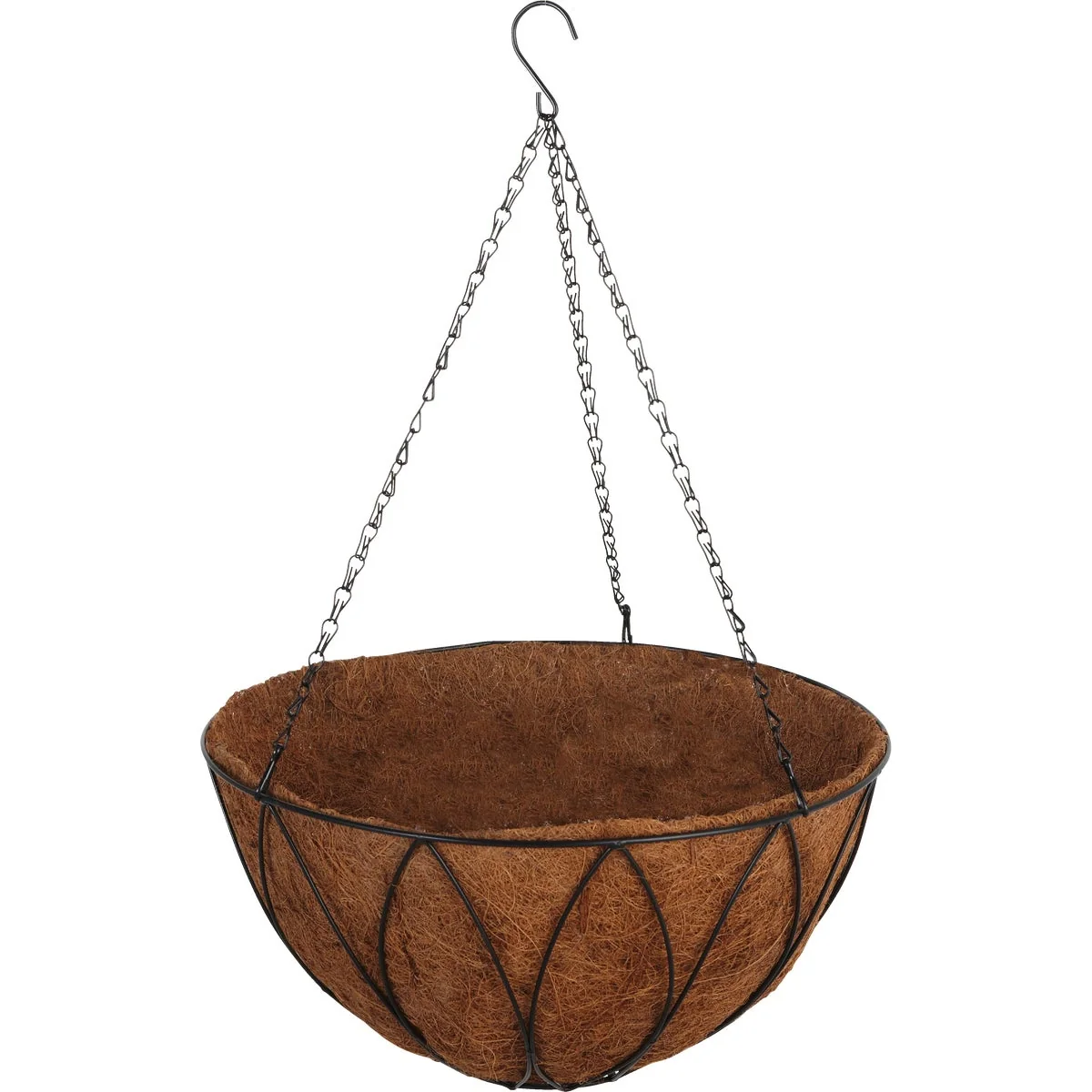 Professional Garden 16 In. Steel Rod Black Powder Coat Hanging Plant Basket Durable