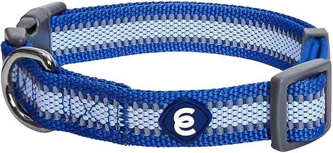 Elite Blueberry Pet Large Dog Collar in Reflective Navy Blue Adjustable Classic High-Performance