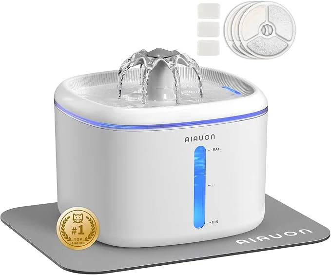 Contemporary Cat Water Fountain 84oz 2.5L Pet Cat Fountain – Ultra Quiet Upgraded Automatic Durable