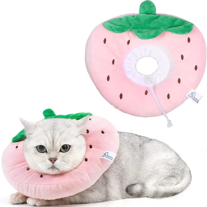 Authentic ANWA Adjustable Cat Cone Collar Soft Cute Cat Donut Collar After Surgery Enhanced