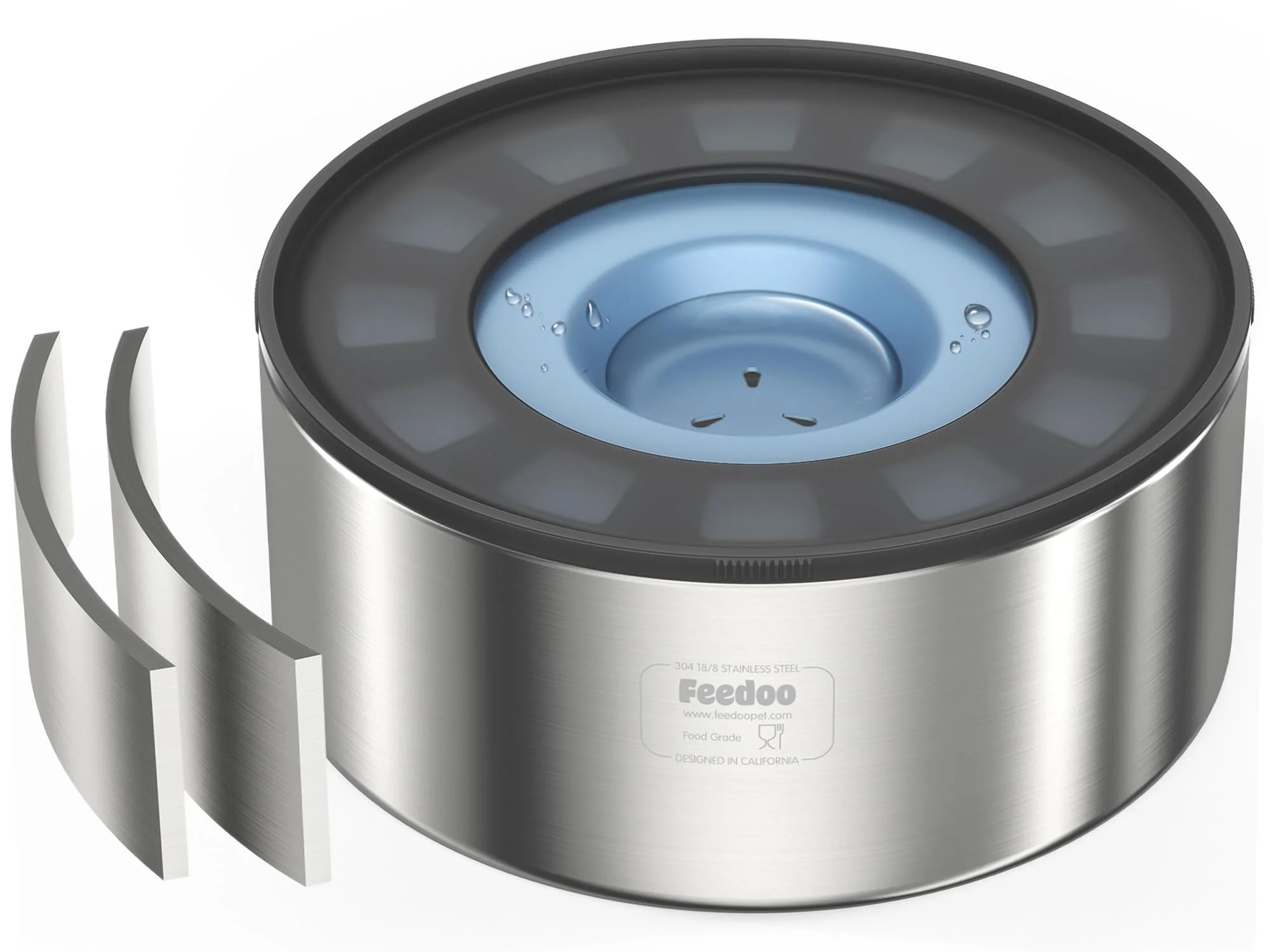 Superior Feedoo 2L No Spill Water Bowl for Dogs Double-Wall Stainless Steel with Splash-Proof Paws Lid and Floating Disk Smooth