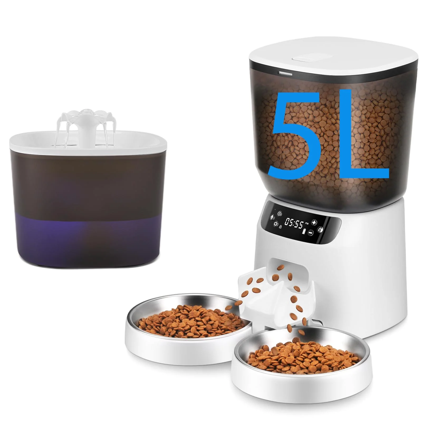 Relaxed CORGOTE Automatic Cat Feeder Water Fountain — 5L Food Dispenser 6 Meals Day 2L Filtration Fountain Efficient