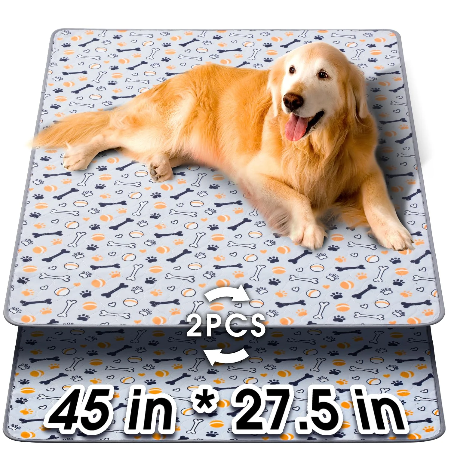 Functional Hompet Washable Dog Pee Pads 45×27.5 – 2-Pack Thick Absorbent Non-Slip Reusable Unique