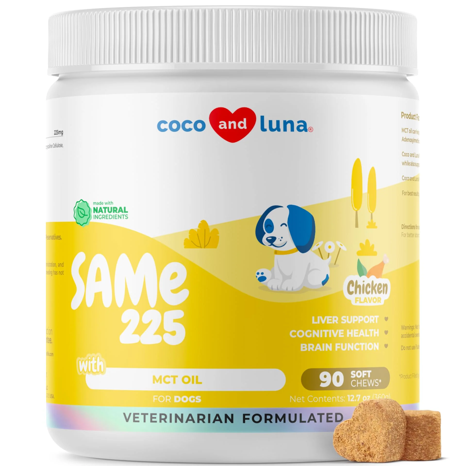 Environmentally Friendly Coco and Luna Same for Dogs – 90 Soft Chews for Brain Liver Support High-End