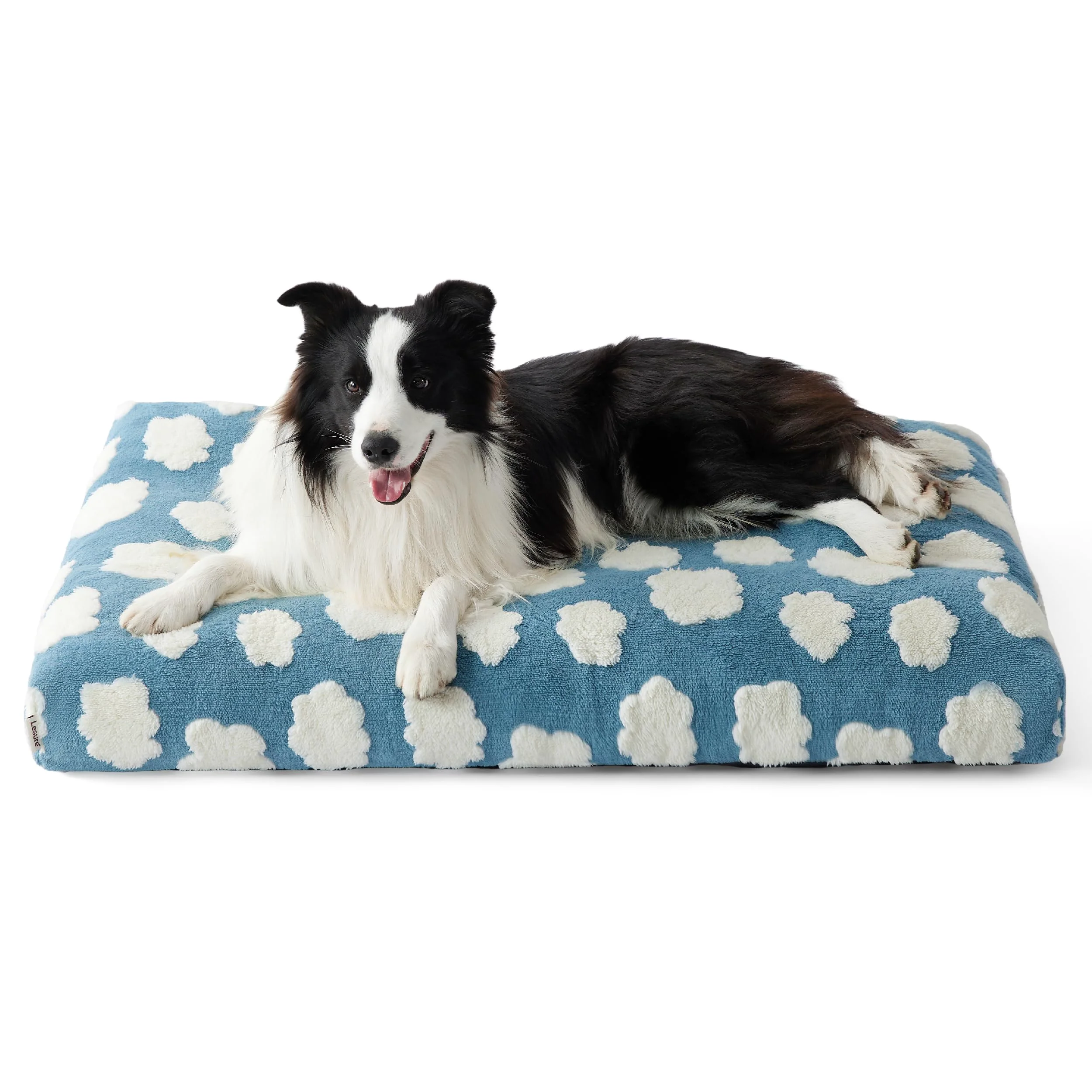 Modern LE SURE Cute Large Dog Bed for Crate – Thick Shredded Foam Removable Cover Anti-Slip Bottom Blue Fine