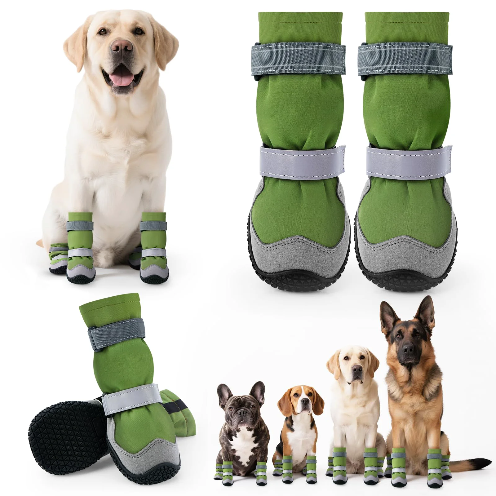Top-Quality TEWIWAP Winter Dog Snow Boots with Fleece Lining – Waterproof Anti-Slip Reflective Green Size 7 Original